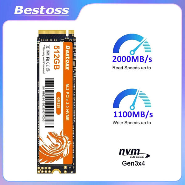 هارد SSD نو Bestoss ظرفیت 512GB M.2 PCIe 3.0 | سرعت فوق‌العاده | ۳ سال گارانتی